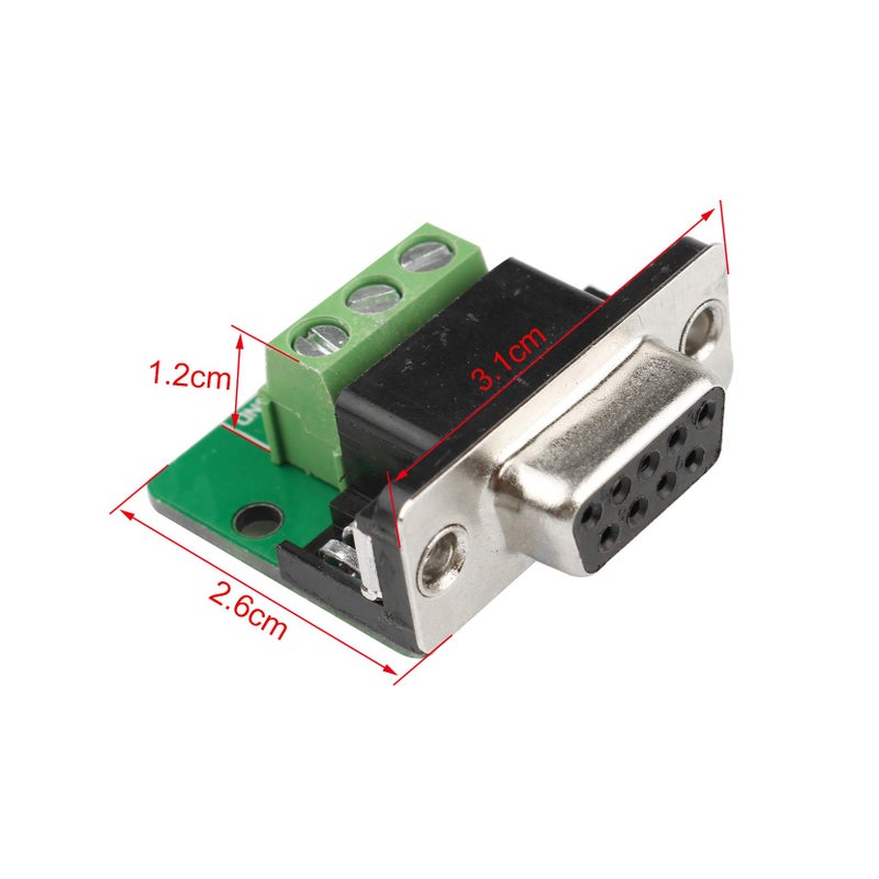 Futheda 2PCS D-sub DB9 Interface Breakout Board Connector 9-pin 2-Row Female RS-232 Serial Port Solderless Terminal Block Adapter - Image 5